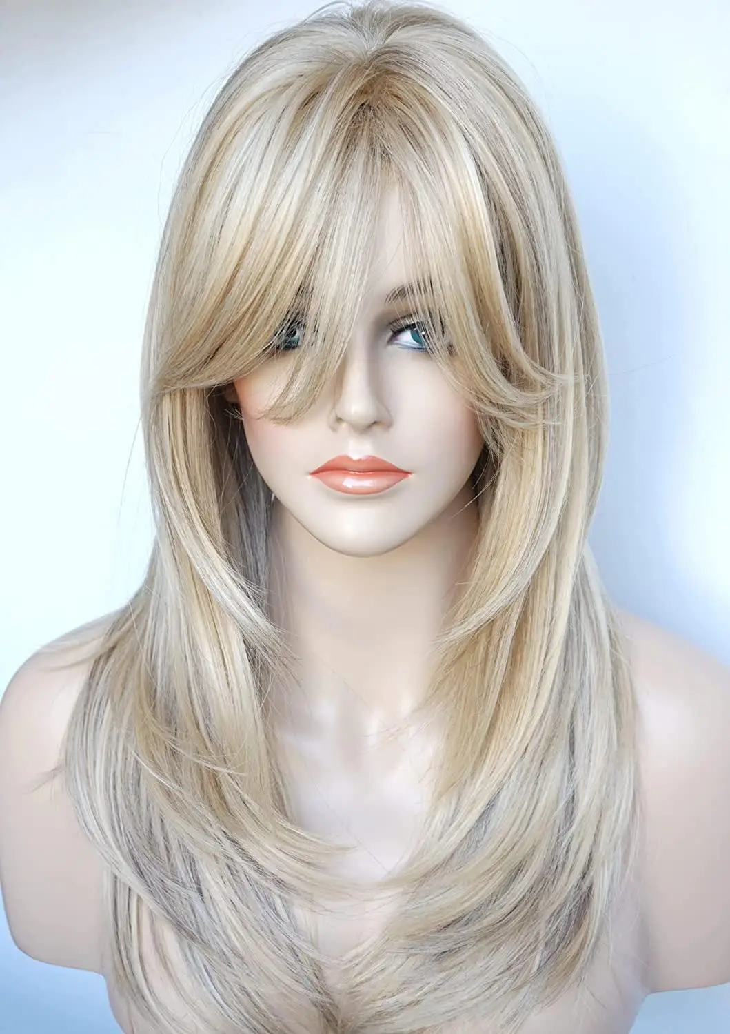 

European and American wig women's wig micro curly slanted split medium long curly hair buckle net synthetic fiber wig headband