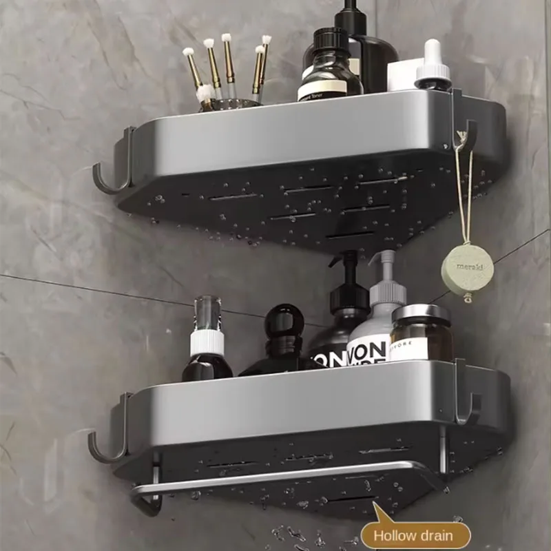 Bathroom Shelf Wall Mounted Shampoo Rack Shower Shelf Carbon Steel Bathroom Triangle Basket Shower Room Storage Rack