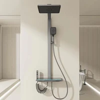 Smart Digital Display Grey Bathroom Shower Set Shower Faucet Full Set Hotel Apartment Bathtub Rainfall Shower System 2