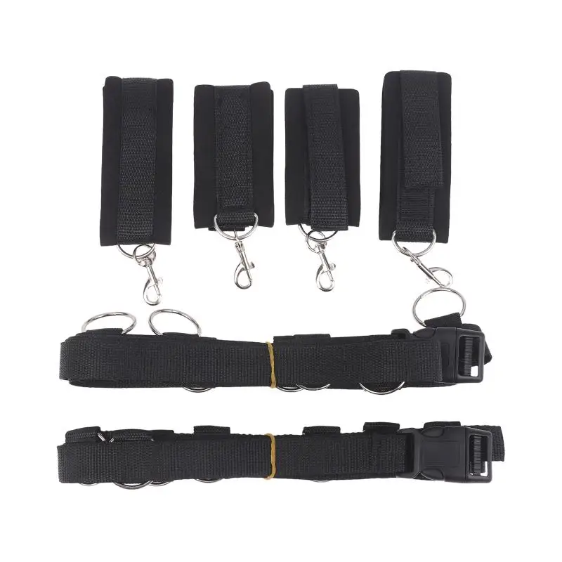 Set di costrizione bondage $% con manette e cavigliere regolabili, accessorio fetish morbido per giochi sensoriali di coppia_voghion.com