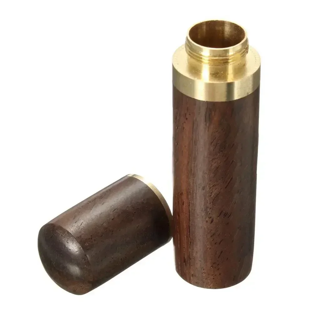 Wooden Toothpick Holder Pearwood Wood Capsule Bucket Box Hiking Portable Toothpick Needle Holder Handmade Ebony Storage Box 3