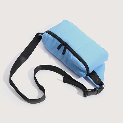 Fashionable and Luxurious Down Jacket Crossbody Bag for Men and Women Casual Waist Bag for Outdoor Sports Storage Bag