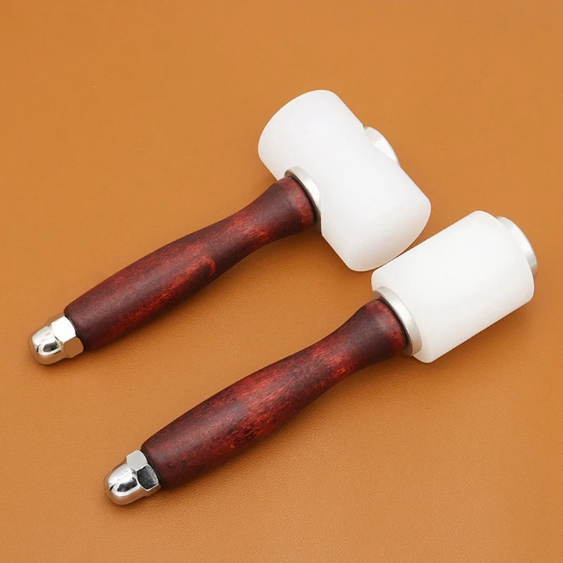 나무 손잡이 T 모델 망치, 가죽 조각 망치, 펀칭 인쇄 조각 나일론 망치, DIY 수제 가죽 도구, 내구성