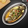1Pcs 304 Stainless Steel Plate Oval Fish Dish Dinner Dessert Food Sushi Snack Steaming Fruit Dish Household Restaurant Tableware 2