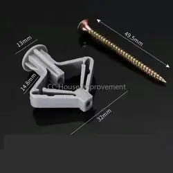 10-Pack Plastic Expansion Pipe and Anchor Set for Hollow Walls and Gypsum Board (Butterfly type)