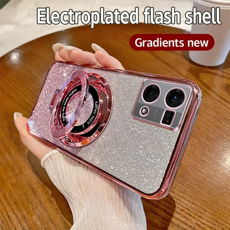 Electroplating Soft Glitter Luxury Phone Case with Magnetic Bracket
