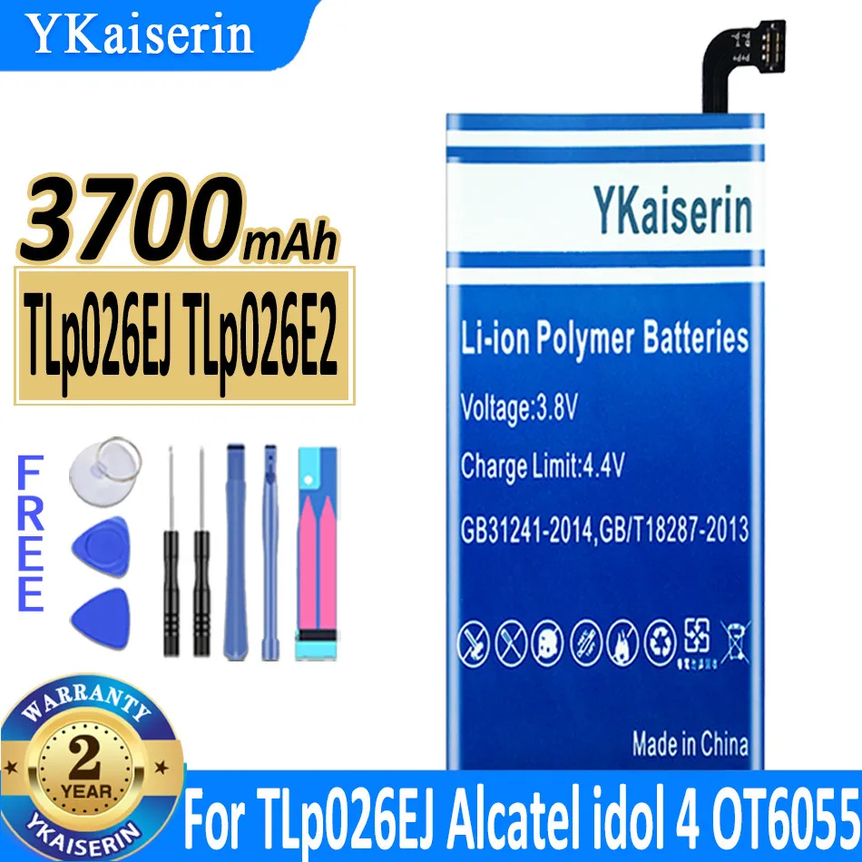 

YKaiserin 3700mAh TLp026EJ TLp026E2 Battery For ALCATEL ONE TOUCH IDOL 4 IDOL4 6055K OT-6055 6055B 6055H 6055U 6055Y