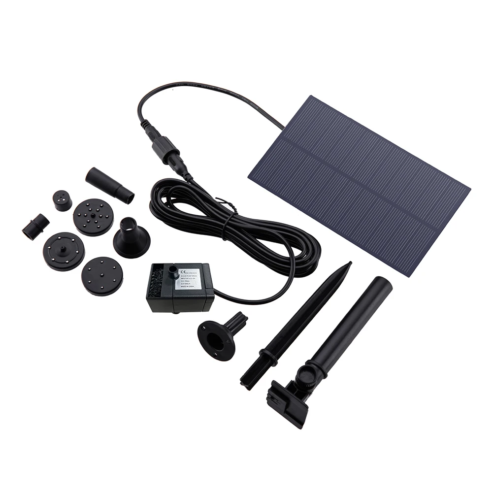 5W Solar Fountain Pump Outdoor Decors Solar Power Panel Water Fountain Pump with Nozzles For Yard Garden Bird Bath Fish Tanks
