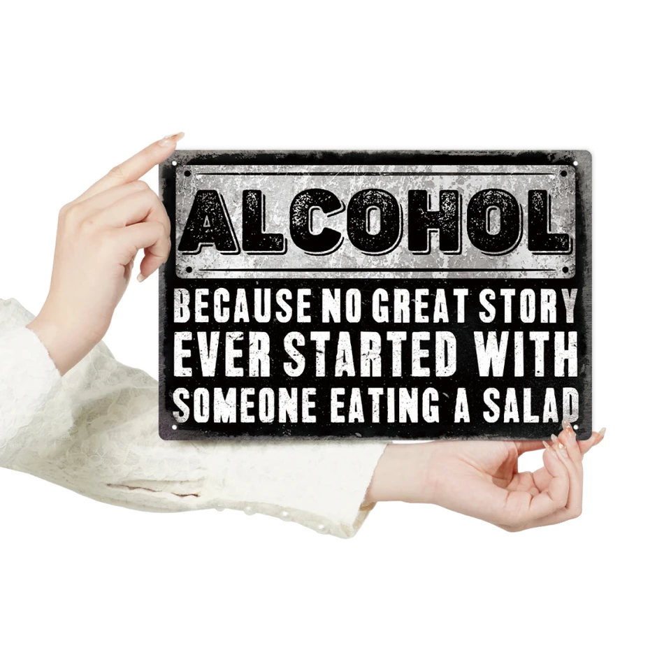 Funny Alcohol Metal Sign Plaque for Home Bar