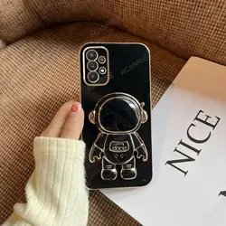 Luxury Plating Silicone Stand Case with Astronaut Holder for A73 (4G 5G) (YHY Black)