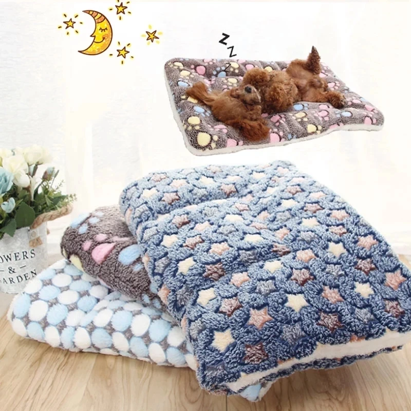 Thickened Pet Sleeping Mat Cat Bed Soft Fur Dog Bed Pet Blanket Mat Household Flannel Mattress Washable Warm Carpet Supplies