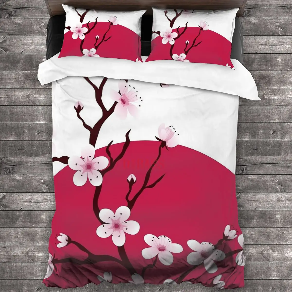 Мягкий чехол на 2 подушки с застежкой-молнией и японским цветком вишни |