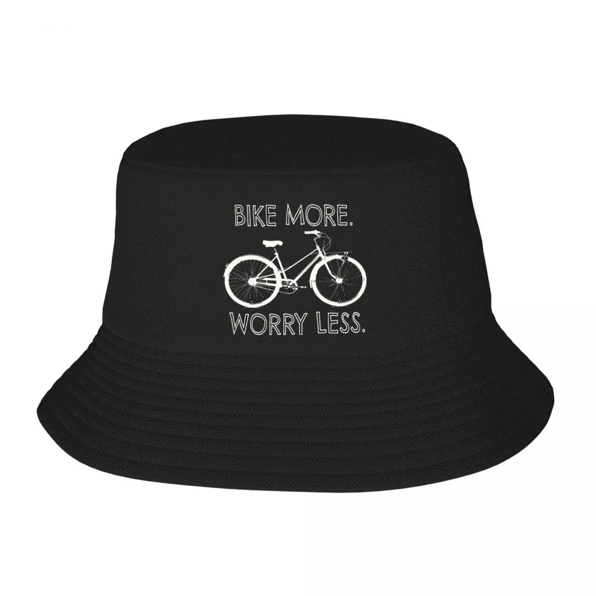 

Bike More Worry Less Bucket Hats Street Fishing Hat Bob Reversible Panama Hat Outdoor Sunbonnet Beach Cap Mom Pattern