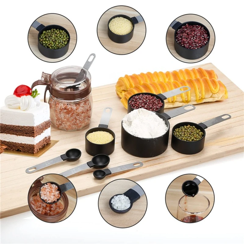 10 Pcs Measuring Cups & Spoons Sets Hot Selling Classic Stainless Steel Plastic Measuring Spoons Household Kitchen Baking Tools