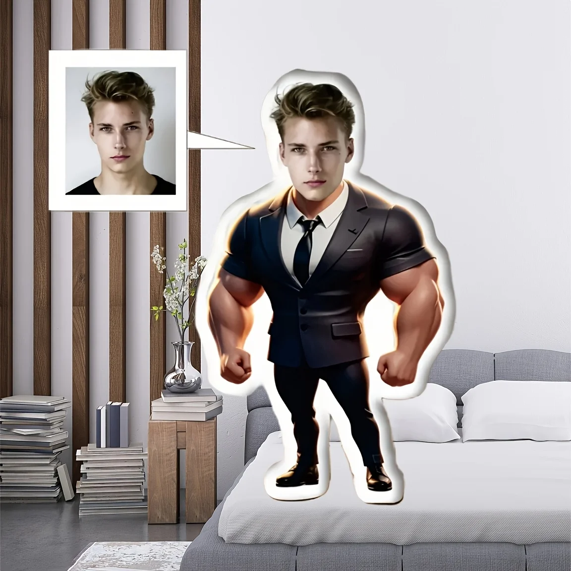 Customizable muscle plush pillows with personalized photos as intimate gifts, perfect for sofas, holidays, lovers 4