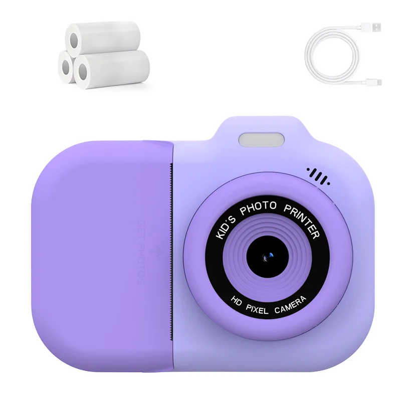 מצלמת הדפסה מיידית עבור ילדים מיני מצלמת וידאו דיגיטלית 1080P עם עדשה כפולה להדפסת תמונות מצלמת נייר תרמית מתנות לבנים ובנות חדשות