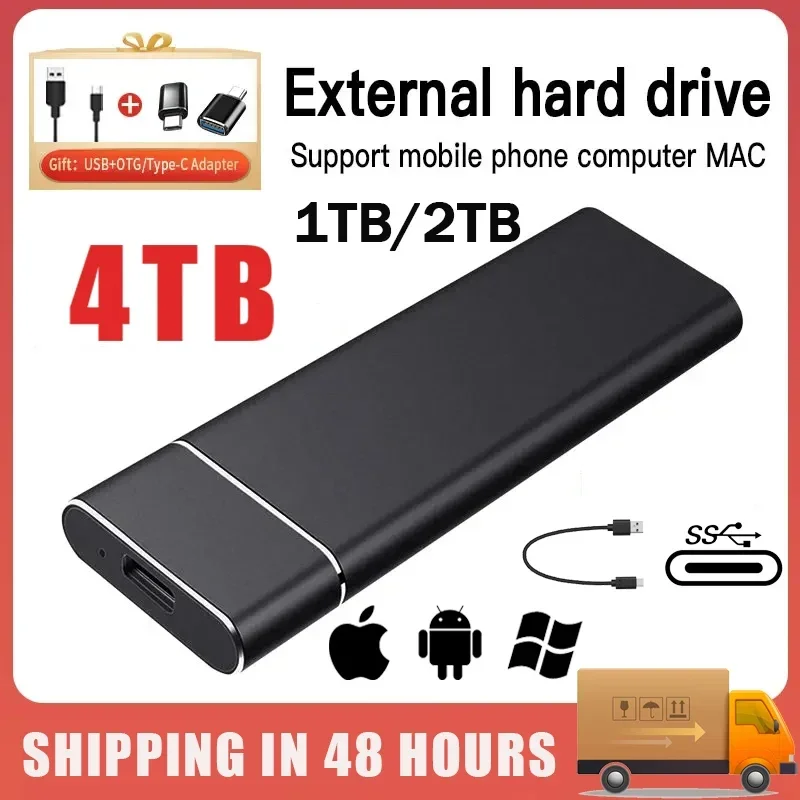 

Portable SSD 2TB 1TB Solid State Hard Disk External Hard Drive USB 3.1/Type-C High-Speed Storage Device for Laptops/Desktop/Mac