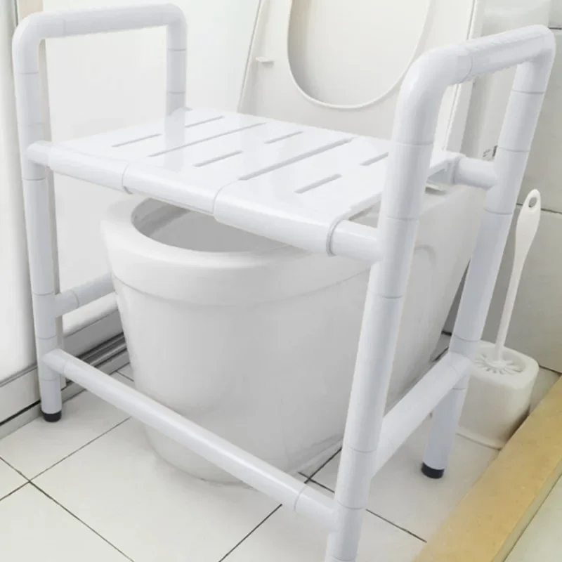 Dual Purpose Toilet Chair and Shower Chair, Stainless Steel Nylon Can Turns Up Commode Toilet, Disabled Toilet Seat Bath Chairs 4