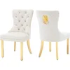 Dining Room Chairs Set of 2,Tufted Upholstered Back Lion Pull Ring, Elegant Rhomboid Pattern Nail Head Trim, Armless Chairs 6
