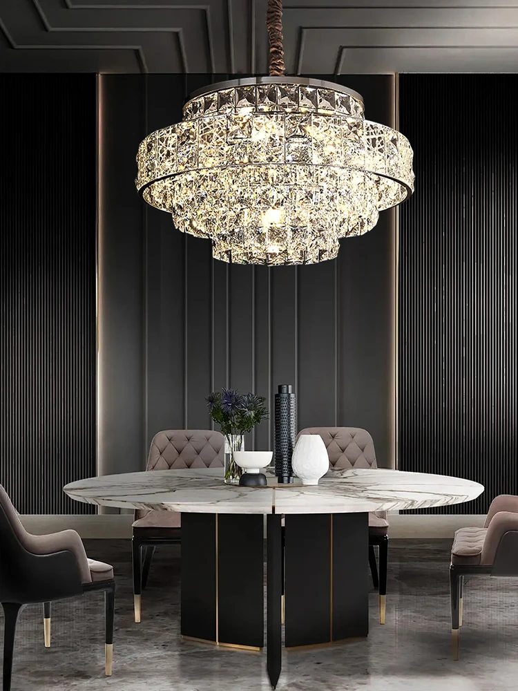 Crystal Ceiling Chandelier Modern Designer Home Decor Round Hanging Lamps for Living Room Golden / Chrome Stainless Steel Lustre