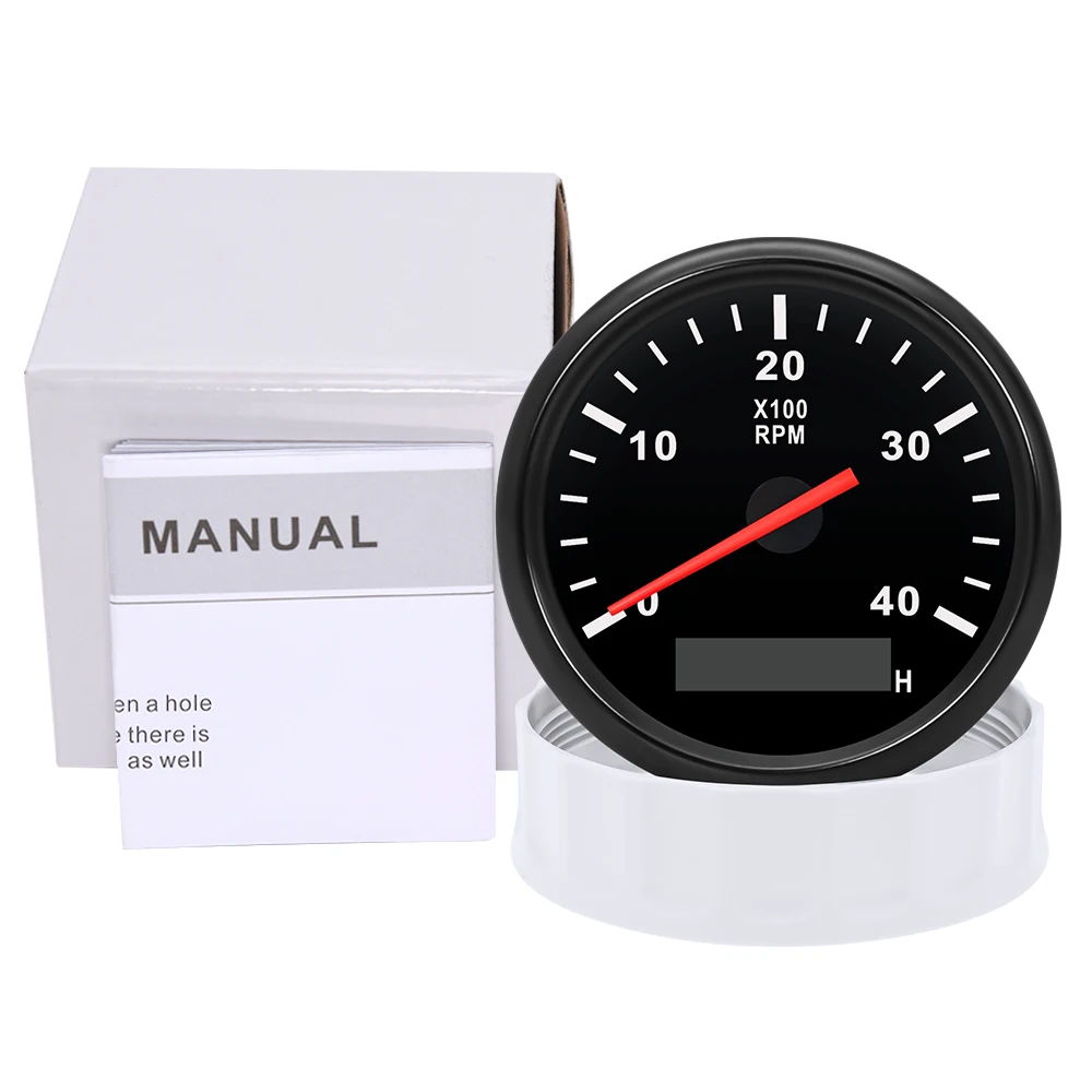 85MM Drehzahlmesser 3000/4000/6000 U/min Tachometer mit Betriebsstundenzähler und Drehzahlmesser, rote Hintergrundbeleuchtung für Auto, Boot, Dieselmotor – Detail 2