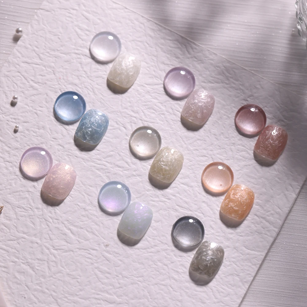 Vendeeni 진주 쉘 스레드 젤 네일 광택제, 반영구 3D 진주 쉘 흡수 젤, UV LED 네일 아트 바니시, 15ml