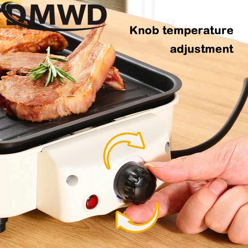 DMWD 220V Smokeless BBQ Electric Kebab Rotary Grill Stove Rotisserie Teppanyaki Barbecue Non-stick Frying Pan Skewer Griddle 5