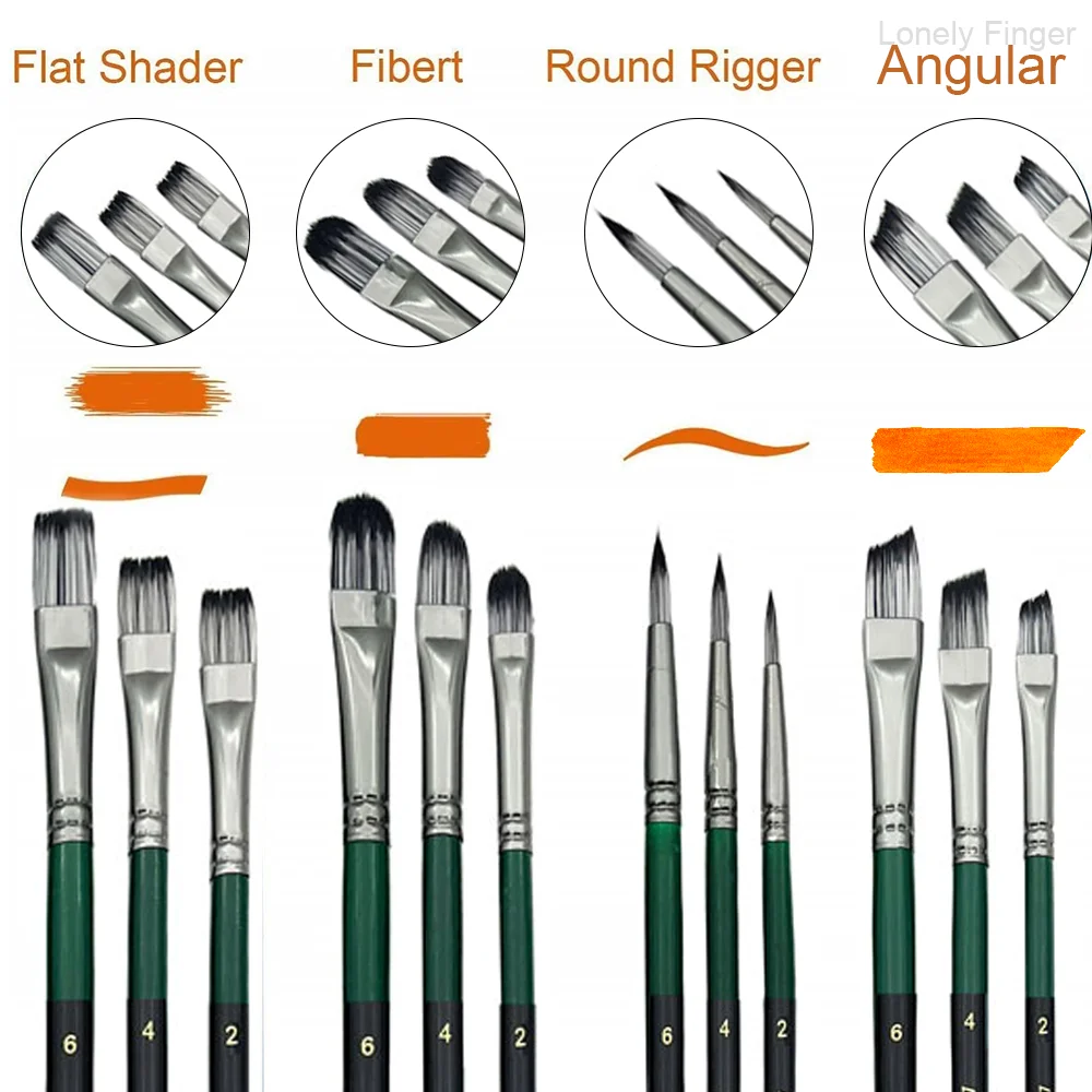 아크릴 페인트 브러쉬 세트, 6/24개 나일론 헤어 아크릴 페인팅 브러쉬, 수채화 록 페이스 페인팅 브러쉬, 아티스트 공예 브러쉬 용품