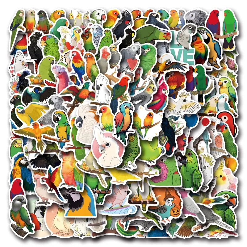Cartoon Bird Parrot Parrot Graffiti Sticker 110PCS Decorative Luggage Water Cup Laptop Waterproof Children's Gift