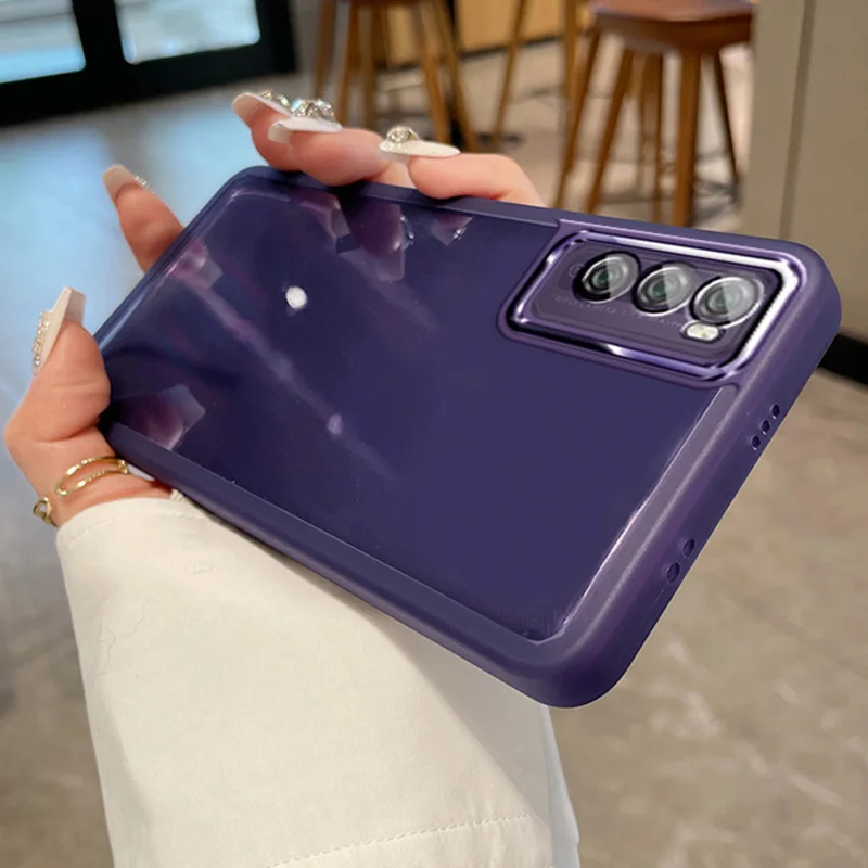 Funda transparente con marco mate para SamsungA54, A73, A52, A33, A13, A32, 4G, A22, 5G, A34, A24, A72, A21S, A20, A23, A53, protector de lente_voghion.com