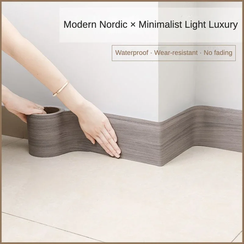 

Imitation Wood Pattern Skirting Line Wall Sticker Self-Adhesive Living Room Bedroom Corner Line Decoration PVC Sticker