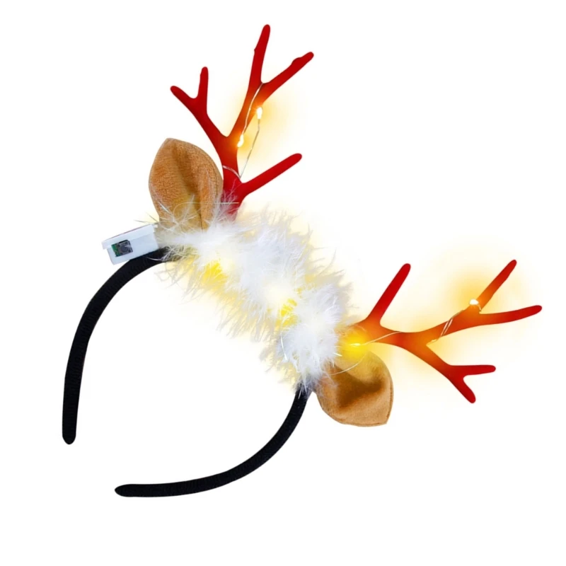 

Fashion Woman Girls Glowing Deer Horn Hair Hoop Luminous Antler Hairband Stage Show Christmas Teens Styling Headband