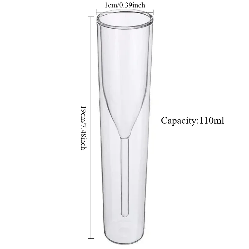 Double Wall Champagne Glasses - Elegant Crystal-Design Tulip & Flute Cups for Weddings, Cocktails & Toast, Shatter-Resistant