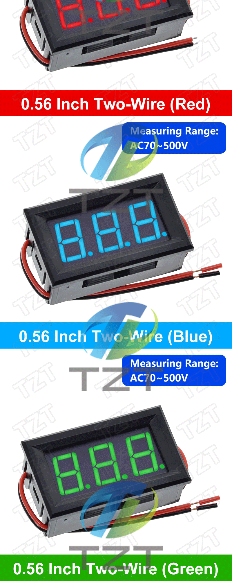 Spannungsprüfer-Modul AC 70-500V 0,56 Zoll Digitales Spannungsmessgerät Spannungsanzeige Rot/Blau/Grün 2-Draht – Detail 5