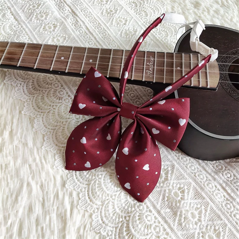 1Pc New Heart Bowtie for Baby Girls Adjustable Polyester Bow Ties Cravats Jacquard Girls Bowties JK Tie Banquet Kids Accessories