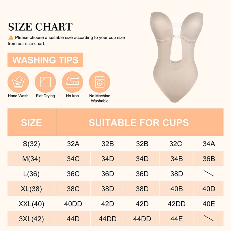 Full Body Shapewear Deep V-Neck Body Shaper Backless U Plunge Thong  Underwear Women Clear Strap Padded Push Up Corset Invisible