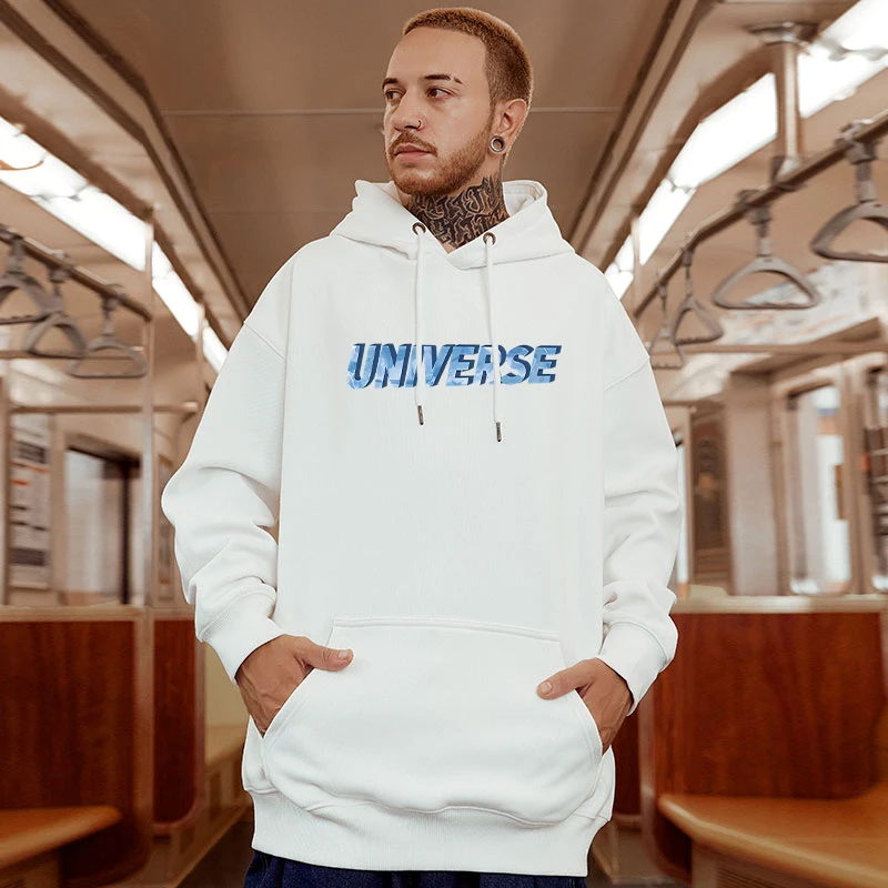 Casual Style Fashion Sweater Hooded Autumn And Winter Literary Trend New Men's Pullover Popular Print And Plush