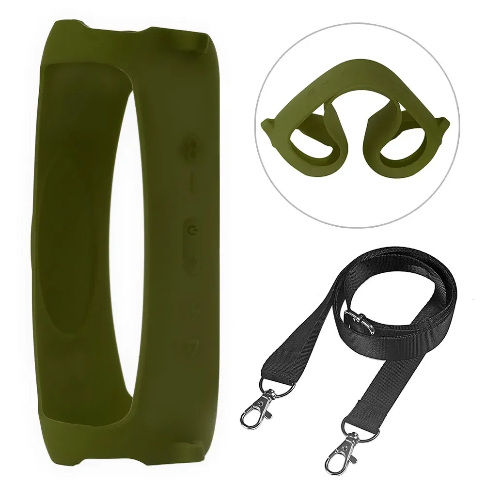 Newest Bluetooth Speaker Case Soft Silicone Cover Skin With Strap Carabiner for JBL Charge 5 Wireless Bluetooth Speaker Bag