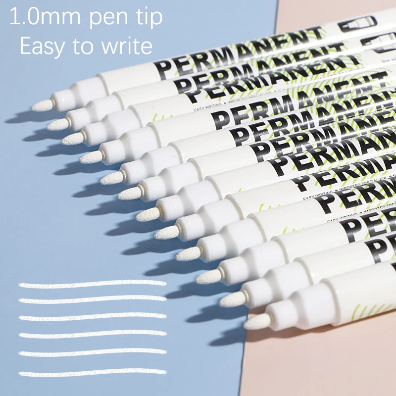 흰색 마커 펜, 1.0mm 흰색 젤 펜, DIY 그래피티 스케치 마커, 문구 쓰기, 학용품, 2 개