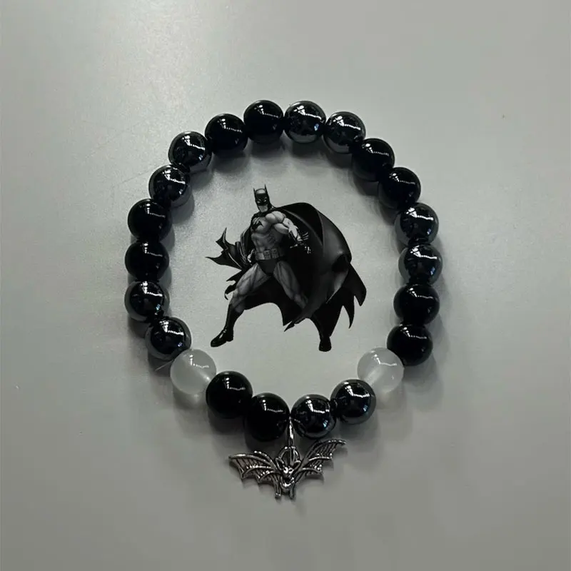 Handmade Bat and Catwoman Matching Beaded Bracelet Gothic Halloween Jewelry