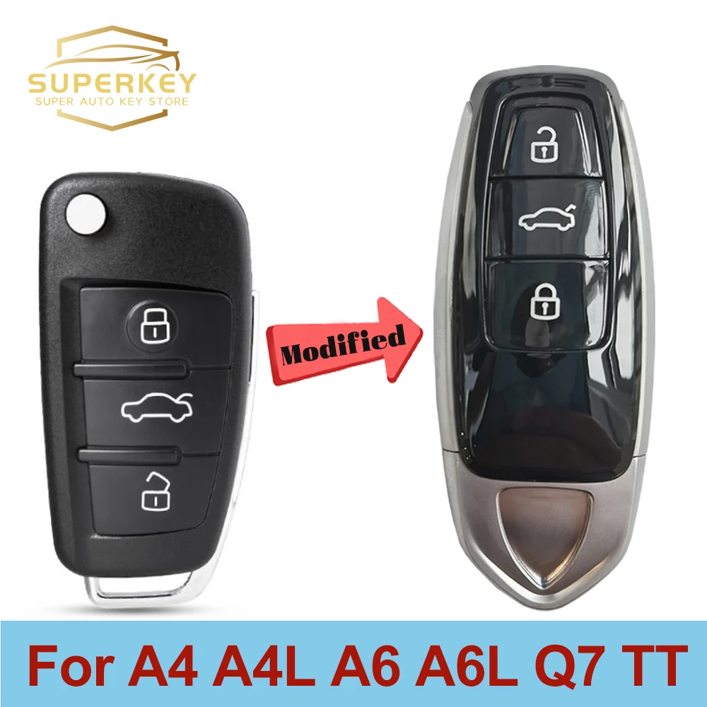 

SUPERKEY Modify For Lamborghini Style Keyless Smart Car Key Shell Case For 2008 2009 2011 2013 2014 Audi A4 A4L A6 A6L Q7 TT