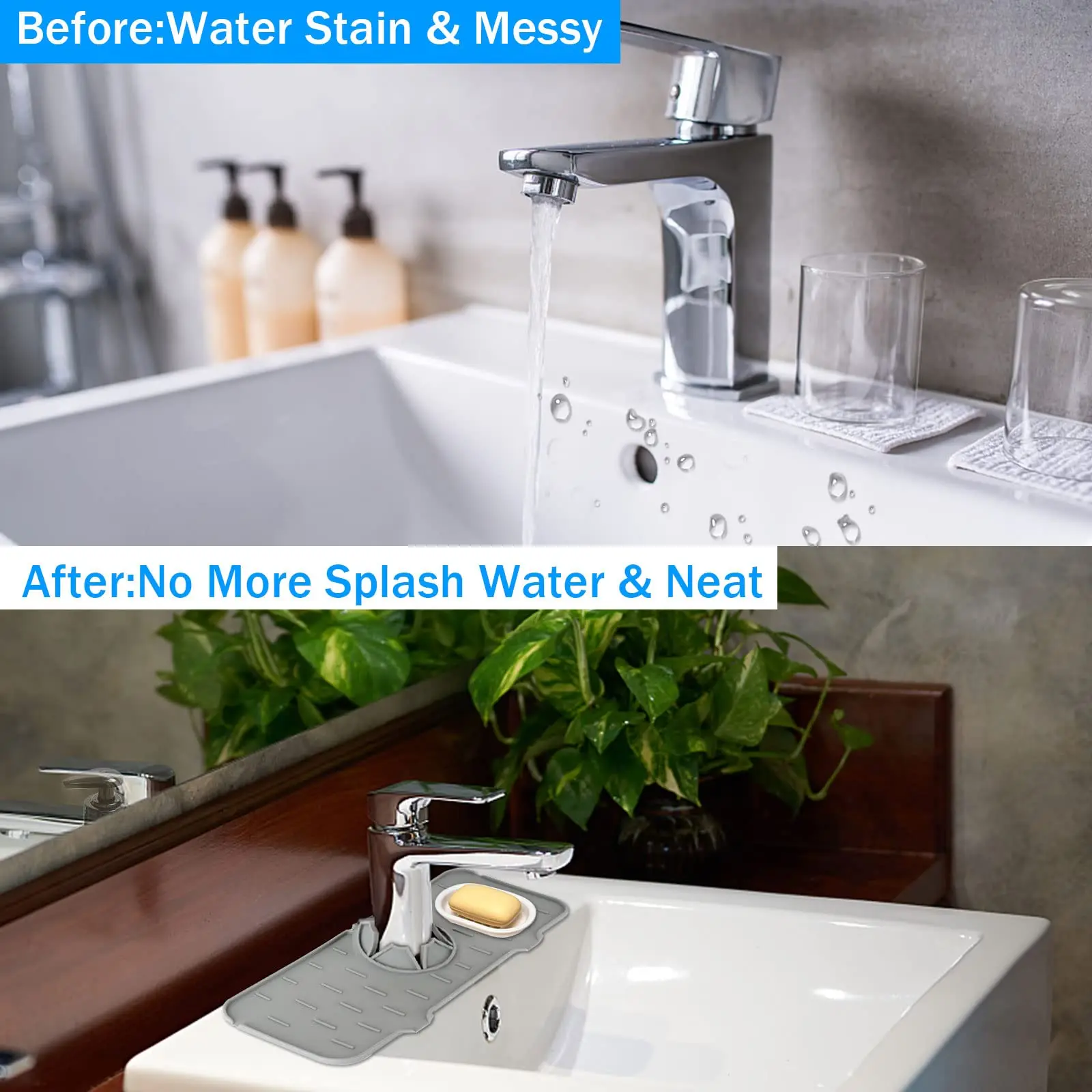 Dropship 1PCS Silicone Faucet Absorbent Mat Sink Splash Guard Drain Pad  Water Splash Catcher Mats Sink Countertop Protector Kitchen Tools to Sell  Online at a Lower Price