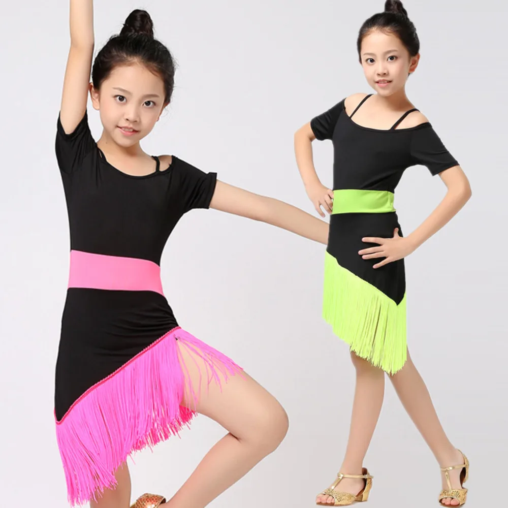 Latin Dance Kids' Dancewear Splicing Sleeveless Girls' Performance & Crystal Cotton Lace