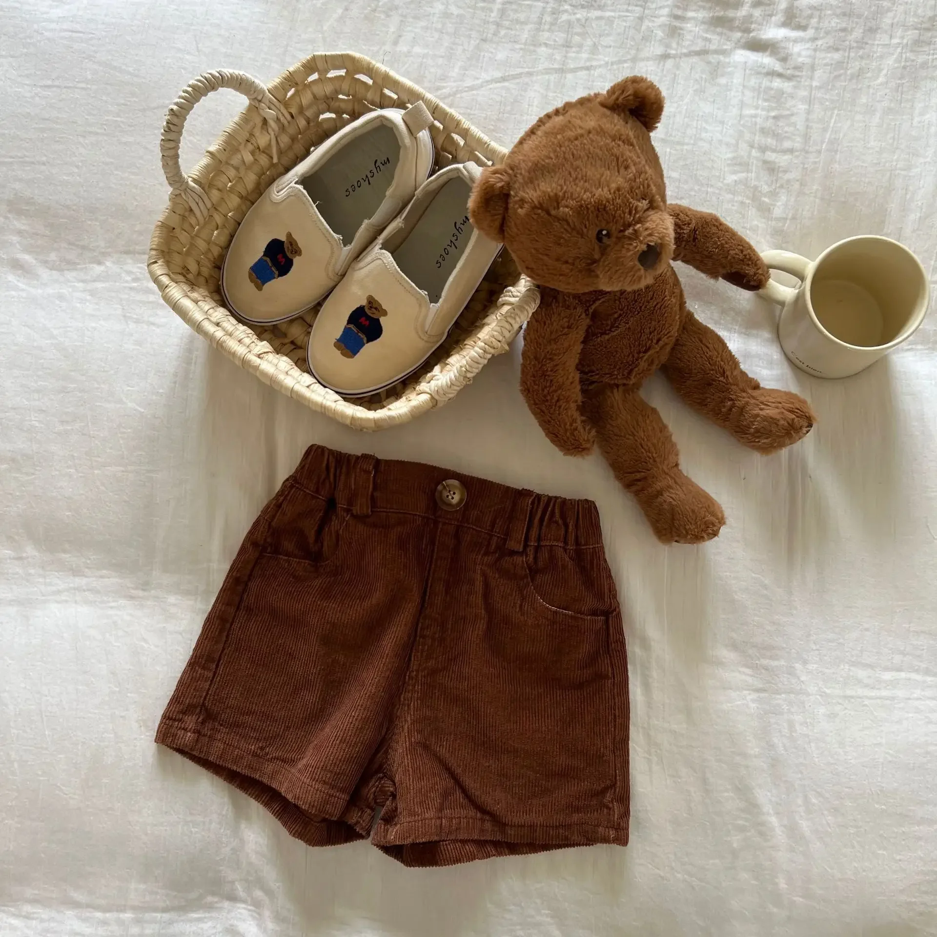 2808B Children Clothes Corduroy Pants Autumn Hot Sale Boy's Pants Simple All Match 1-7Year Girl's Short