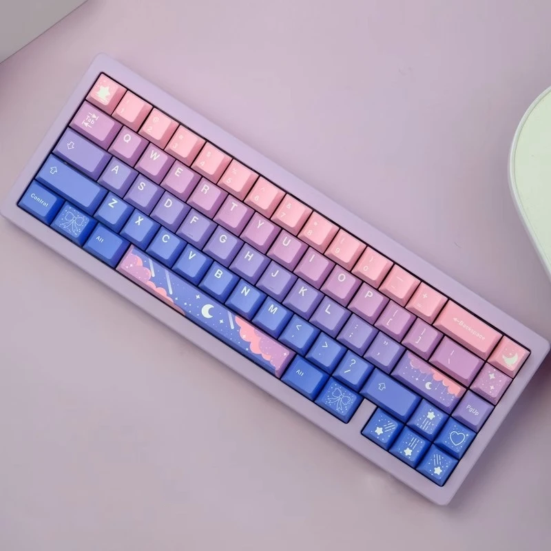 Fairy Tale Star Moon Keycaps Grupo Pbt Dye Subbed Perfil Cereja Keycap para Poker 75 Anne Gh60 Gk64 136 Chaves - Imagem 6