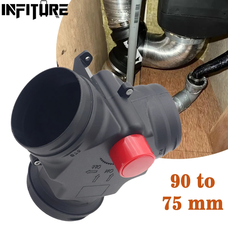 90MM/90 MM To 75MM Universal Valve Tee Car Parking Heater Pipe Exhaust Joint Ventilation Duct Tee for Car Truck Campers