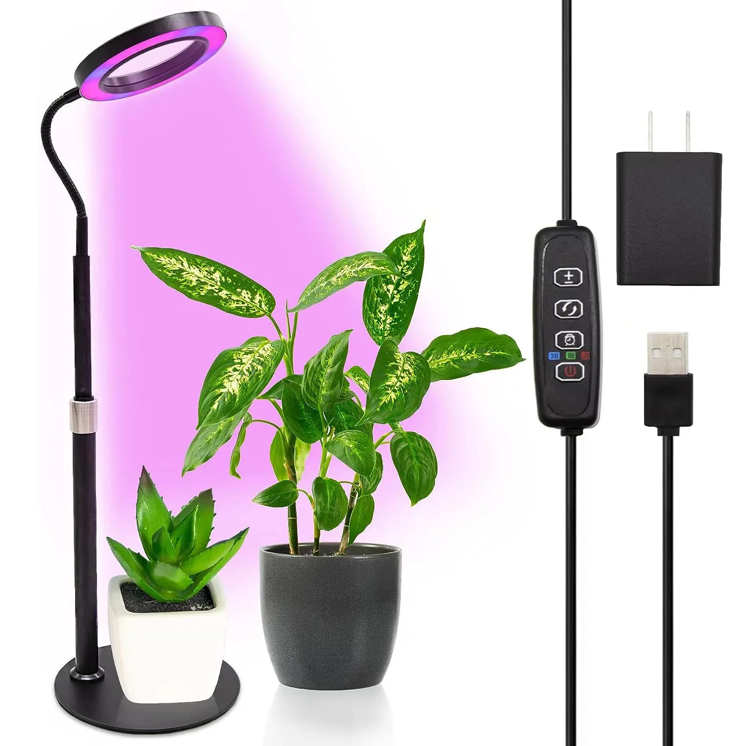 Retractable Floor Standing LED Fill Light, USB 5V, Full Spectrum, Plant Growth Light, Potted Flower, New, 3 Modes, 160mm, 85W