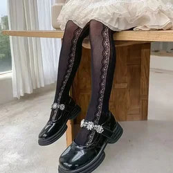 Sparkling Rhinestone Fishnet Tights - S 3-5 years old (Black Heart Style 1)