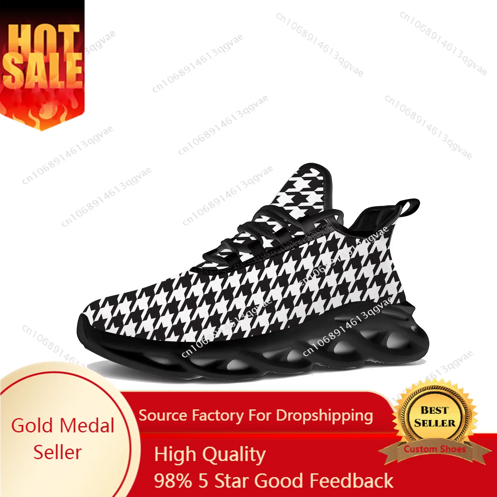 Houndstooth Pattern Flats Sneakers Mens Womens Pop Sports Running High Quality Sneaker Lace Up Mesh Footwear Tailor-made Shoe