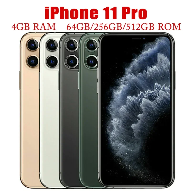 

Original Unlocked Apple iPhone11 Pro 11 Pro 11Pro Mobile 5.8" Face ID 64/256/512GB Bar Cell Phone IOS Genuine 4G LTE Smartphone